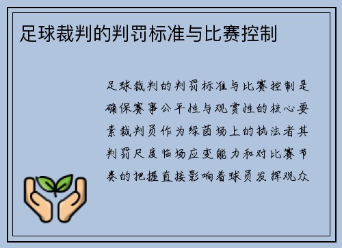 足球裁判的判罚标准与比赛控制